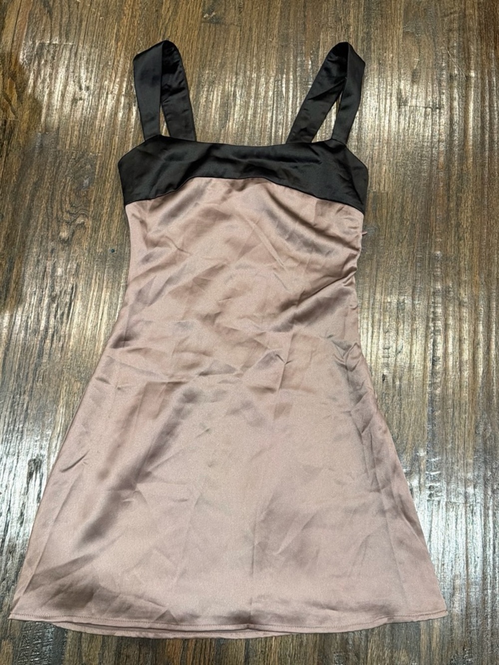 Peppermayo Taupe Satin Slip with Black Accents